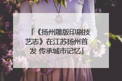 《扬州雕版印刷技艺志》在江苏扬州首发 传承城市记忆