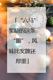 “六马”奖励的这条“腿”，风味比奖牌还厚重