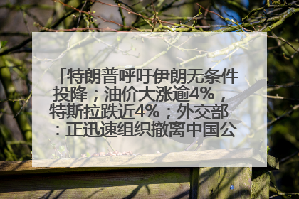 特朗普呼吁伊朗无条件投降；油价大涨逾4%，特斯拉跌近4%；外交部：正迅速组织撤离中国公民；阿里+苹果，大消息丨每经早参