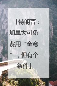 特朗普：加拿大可免费用“金穹”，但有个条件