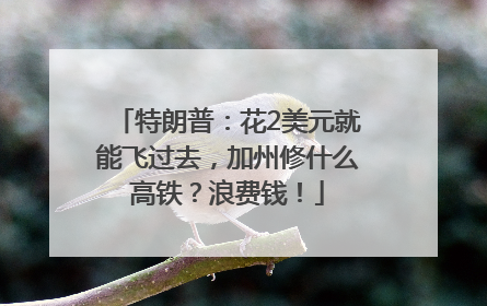 特朗普：花2美元就能飞过去，加州修什么高铁？浪费钱！