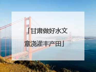 甘肃做好水文章浇灌丰产田
