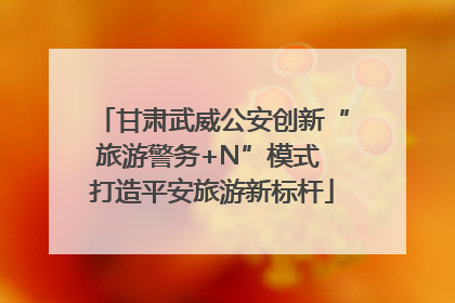 甘肃武威公安创新“旅游警务+N”模式 打造平安旅游新标杆