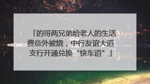 的哥两兄弟给老人的生活费意外被烧，中行友谊大道支行开通兑换“快车道”