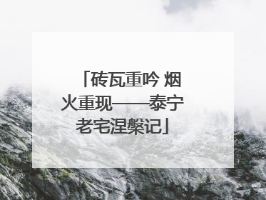 砖瓦重吟 烟火重现——泰宁老宅涅槃记