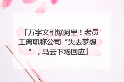 万字文引爆阿里！老员工离职称公司“失去梦想”，马云下场回应
