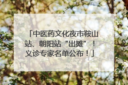 中医药文化夜市鞍山站、朝阳站“出摊”！义诊专家名单公布！