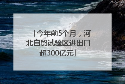今年前5个月，河北自贸试验区进出口超300亿元