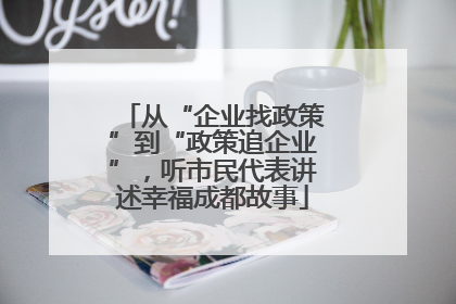 从“企业找政策”到“政策追企业”，听市民代表讲述幸福成都故事