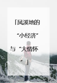 凤溪地的“小经济”与“大情怀”