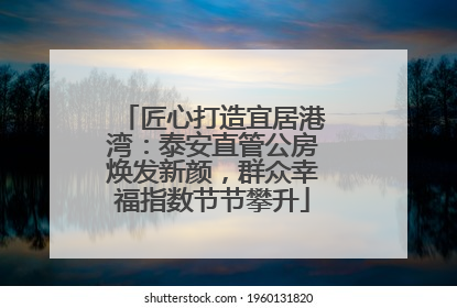 匠心打造宜居港湾：泰安直管公房焕发新颜，群众幸福指数节节攀升