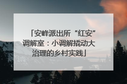 安峰派出所“红安”调解室：小调解撬动大治理的乡村实践