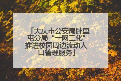 大庆市公安局卧里屯分局“一网三化”推进校园周边流动人口管理服务