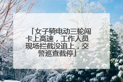 女子骑电动三轮闯卡上高速，工作人员现场拦截没追上，交警巡查截停