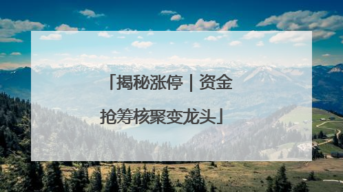 揭秘涨停｜资金抢筹核聚变龙头