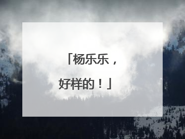 杨乐乐，好样的！