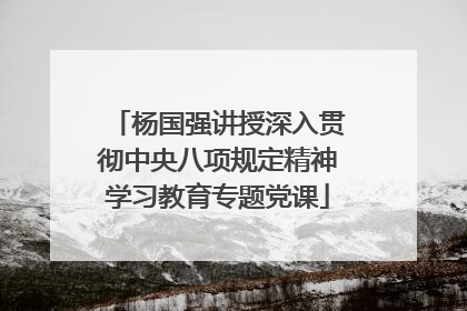 杨国强讲授深入贯彻中央八项规定精神学习教育专题党课