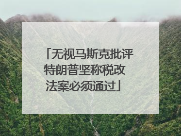 无视马斯克批评 特朗普坚称税改法案必须通过