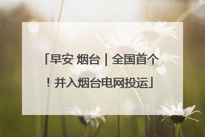 早安 烟台｜全国首个！并入烟台电网投运