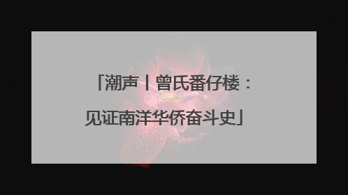 潮声丨曾氏番仔楼：见证南洋华侨奋斗史