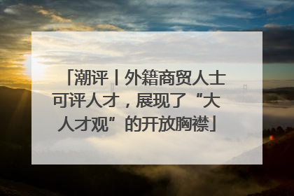 潮评丨外籍商贸人士可评人才，展现了“大人才观”的开放胸襟