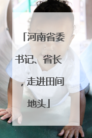 河南省委书记、省长，走进田间地头