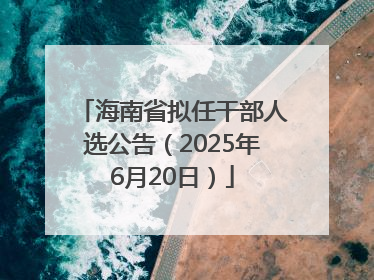 海南省拟任干部人选公告（2025年6月20日）