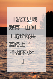 浙江县域观察：山间工坊诠释共富路上“一个都不少”