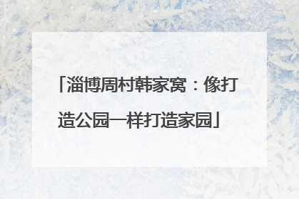淄博周村韩家窝：像打造公园一样打造家园