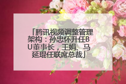 腾讯视频调整管理架构：孙忠怀升任BU董事长，王娟、马延琨任联席总裁
