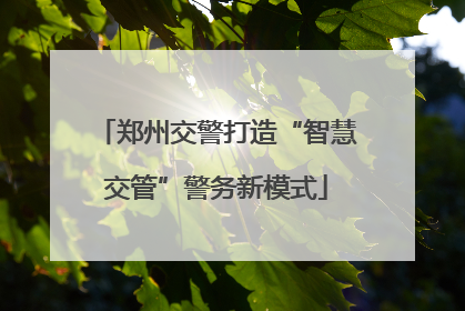 郑州交警打造“智慧交管”警务新模式