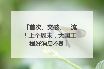 首次、突破、一流！上个周末，大国工程好消息不断