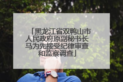 黑龙江省双鸭山市人民政府原副秘书长马为先接受纪律审查和监察调查