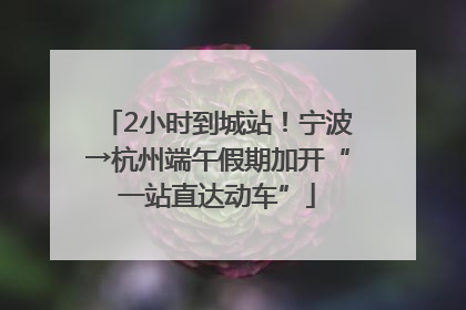 2小时到城站！宁波→杭州端午假期加开“一站直达动车”