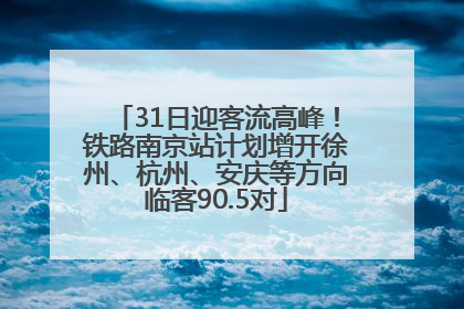 31日迎客流高峰！铁路南京站计划增开徐州、杭州、安庆等方向临客90.5对