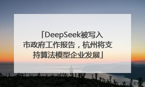 DeepSeek被写入市政府工作报告，杭州将支持算法模型企业发展